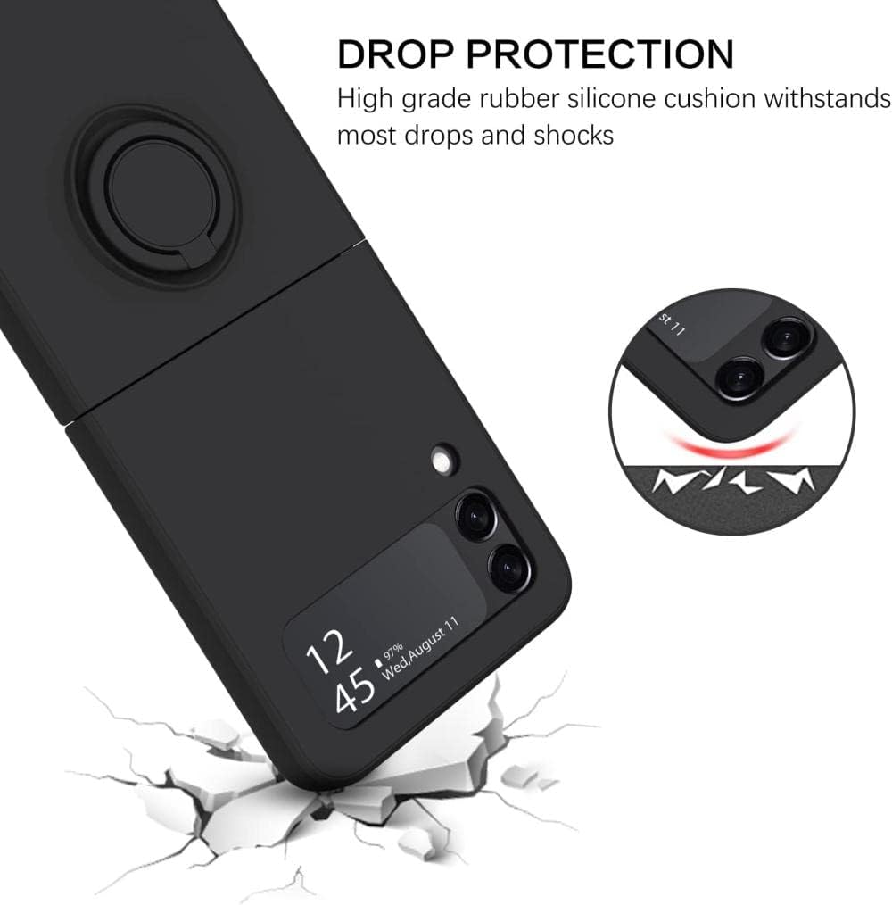 Samsung Galaxy Z Flip 4 Flip 3用高級リングスタンド磁気電話ケースブラケットスキンフィールシリコンカバー