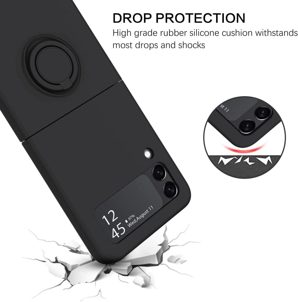 Luksusowy stojak z pierścieniem magnetyczny futerał na telefon do Samsung Galaxy Z Flip 5 4 Flip 3 uchwyt silikonowy w dotyku do Samsung Z Flip5, ciemnozielony, do Samsung Z Flip 3