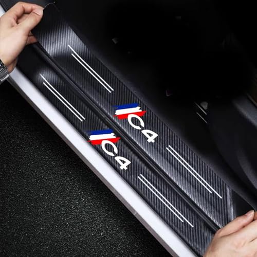 4 Pièces Protection Seuil de Porte de Voiture pour Citroen C4, Autocollant en Cuir de Fibre de Carbone Plinthes pour Auto (C4)