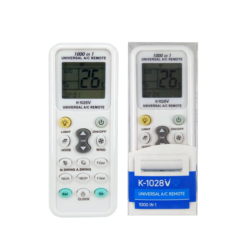 K-1028 Universal A/C Air Conditioner Remote Control 1000 in 1 for LG Gree Midea Toshiba Haier Daikin Hitachi Sharp Panasonic Samsung Hisense Fujitsu and More Than 1000 Brands