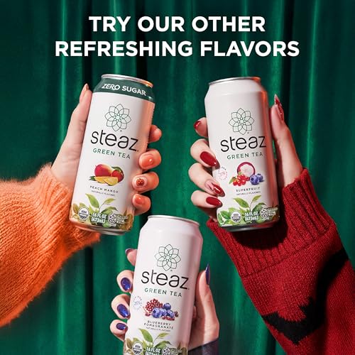 Steaz Organic Peach Green Tea (12 Cans)