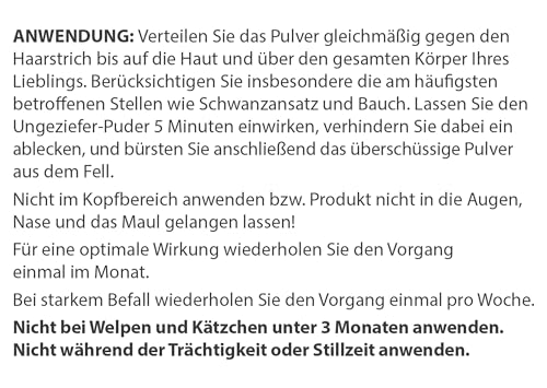 Dehner Lieblinge Ungeziefer-Puder, pflanzliches Zecken und Flo Puder für Hunde/Katzen, schonende Fellpflege, 150 g