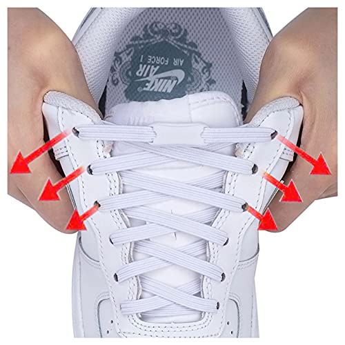 Booyckiy No Tie Elastic Shoelaces For Kids, Adults And Elderly, Adjustable Tieless Shoe Laces For Sneakers Boots And Casual Shoes - 16 Colors, 41 Inch, White #TOP2