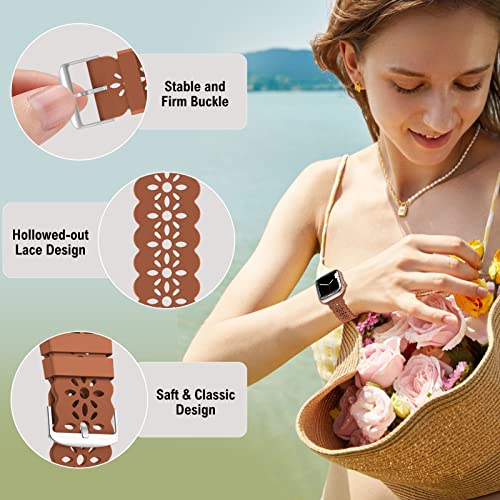 Image of Lace Silicone Bands Compatible with Apple Watch Bands for Women | Slim Thin Hollow-out Wristband for iWatch Series 11 10 9 Ultra 8 SE 7 6 5 4 3 2 1 38mm 40mm 41mm 42mm 44mm 45mm 46mm 49mm