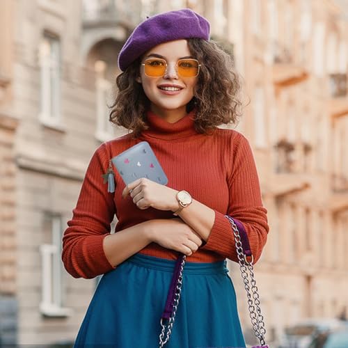 StillvollMao Coin Purse, PU Leather Change Purse Small Wallet for Women Credit Card ID Card Holder with Heart Embroidered patterns and Cute Pendant (Blue)4