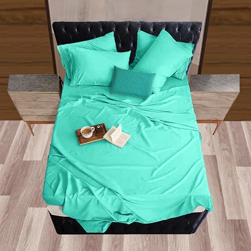 Image of Mocassi Twin Sheet Set - Luxury Hotel 1800 Premier Bedding Sheets & Pillowcases - Ultra Soft Breathable & Cooling Bed Sheets - Deep Pocket - Wrinkle Resistant - 4 Piece Set - Twin, Paradise Teal