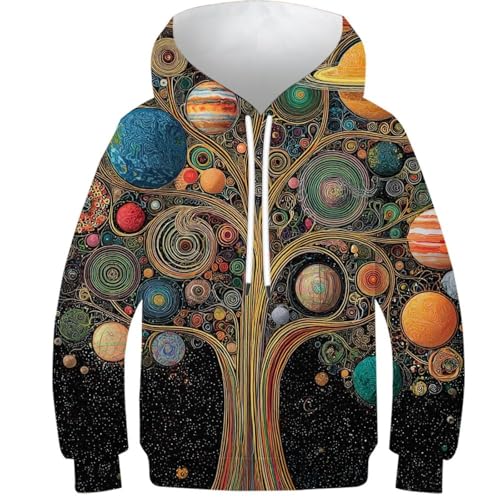 Pull 3D cosmique enfant anti-tache sweat à capuche robuste 8-10Y