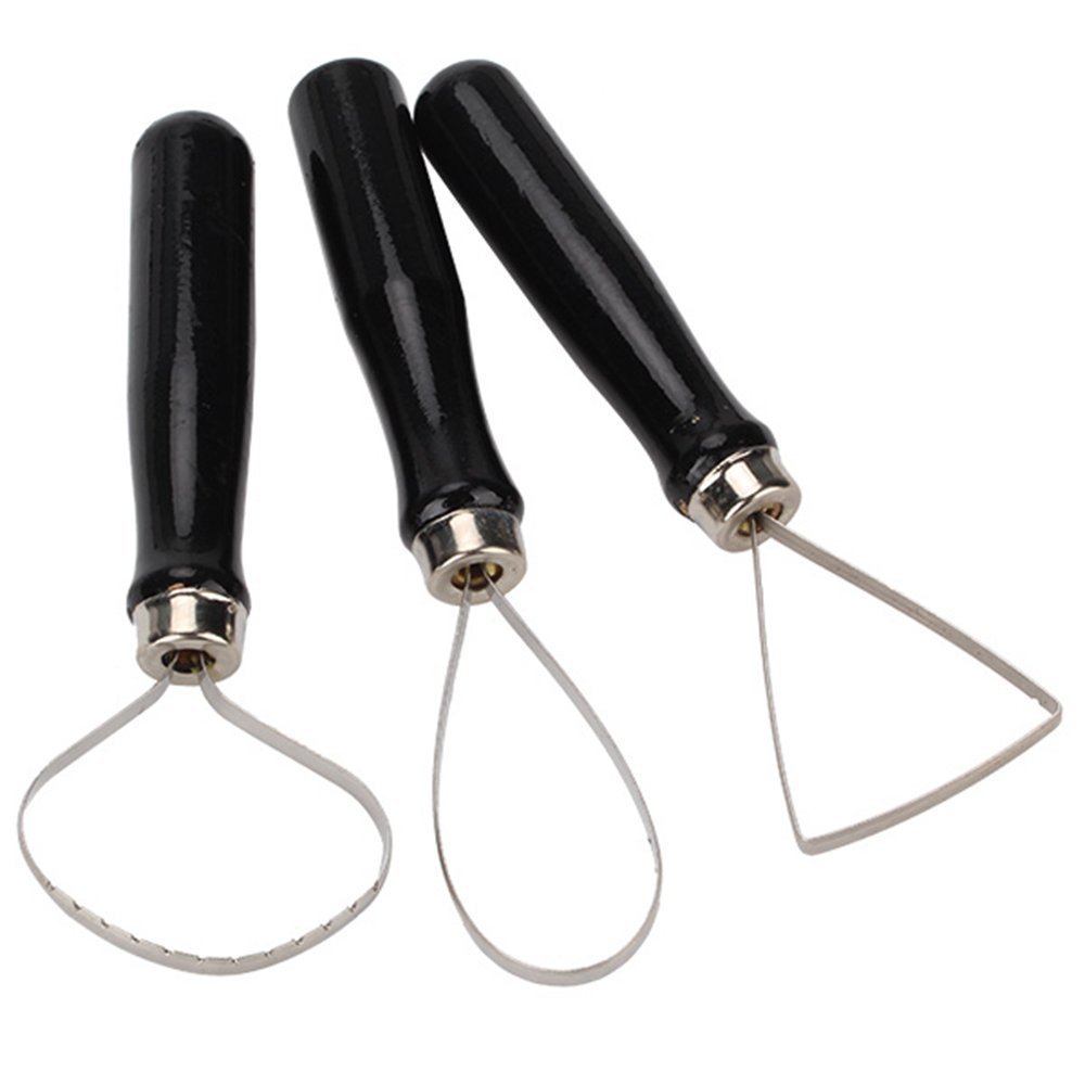 COMIART 3pcs Pottery Clay Molding Sculpting Tools Kit with Black Handle
