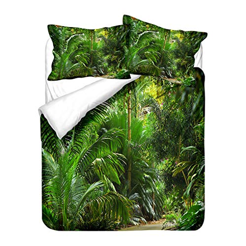 HNHDDZ 3D Grünes Bettwäscheset Natur Urwald Wald Baum Blätter Strom...