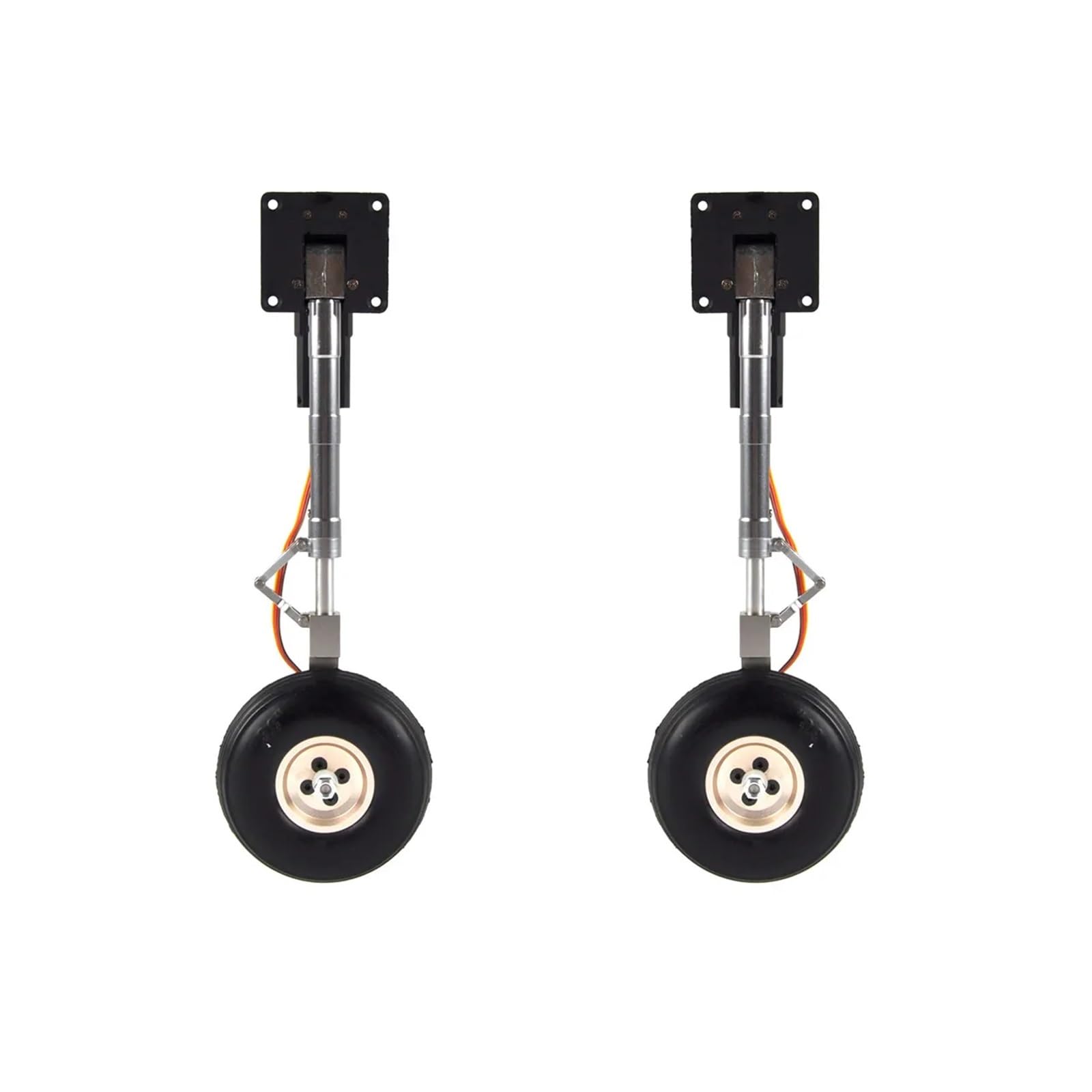 2 Piezas de Tren de Aterrizaje retráctil Principal sin servomotor, Soporte retráctil con Ruedas, Compatible con Modelos de aeronaves RC de 5-6 kg, Universal.