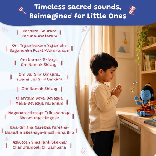 Image of WonderBuddy Divine Mantra Chanting Shiva with 9 Preloaded Mantras & Aartis, Musical Soft Plush Toy, Best Birthday Gift for Infants, Toddlers & Kids (Medium - 28 Cm)