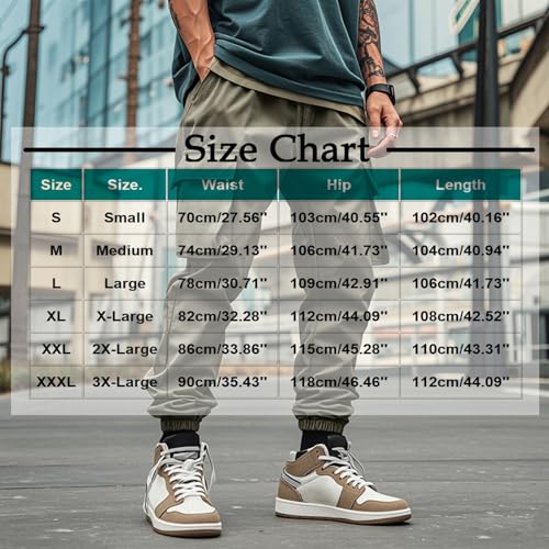 Mens Cargo Pants Elastic Bottom Joggers Drawstring Elastic Waist Casual Pant Athletic Workout Pant with Pockets3