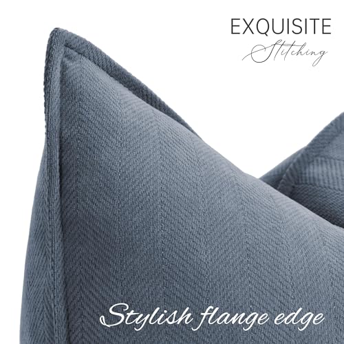 ZWJD Dusty Blue Pillow Covers 20x20 Set of 2 Chenille Throw Pillow Covers with Elegant Design Soft and Luxurious Decorative Throw Pillows for Couch, Bed, and Home Decor