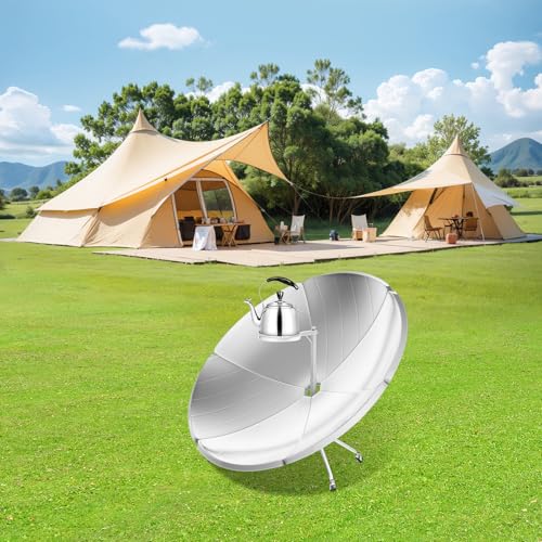 Solar Cooker Parabolic Sun Oven, Outdoor Portable Solar Cooker, Adjustable Focus, High-Temperature 1472-1832°F, 1000-1500W Thermal Power, Wheels for Easy Moving for Camping Barbeque Cooking Food