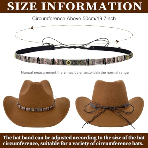 Image of Cowboy Hat Bands for Men Women, Leather Hatbands Belt for Cowboy /Western /Fedora /Cowgirl Hats