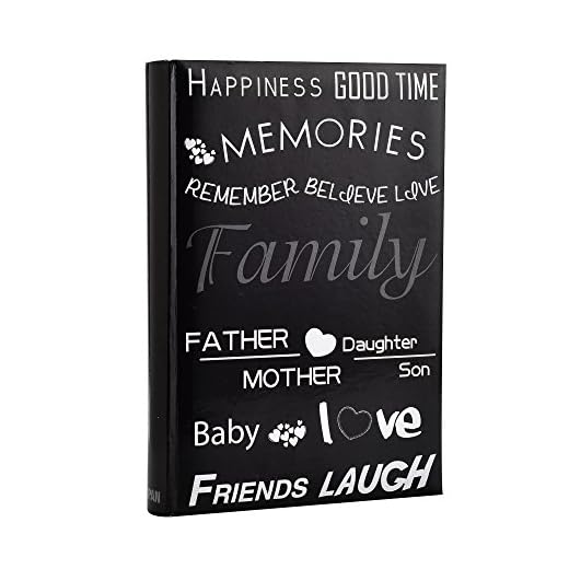 ARPAN Álbum de Fotos con diseño de Texto Decorativo para 300 Fotos de 10 x 15 cm, cartón, Color Negro, 33 x 5 x 22 cm