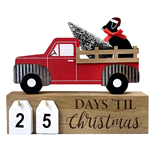 Eternhome Christmas Truck Countdown Days Until Christmas Calendar Farmhouse Dog Decorations for Home