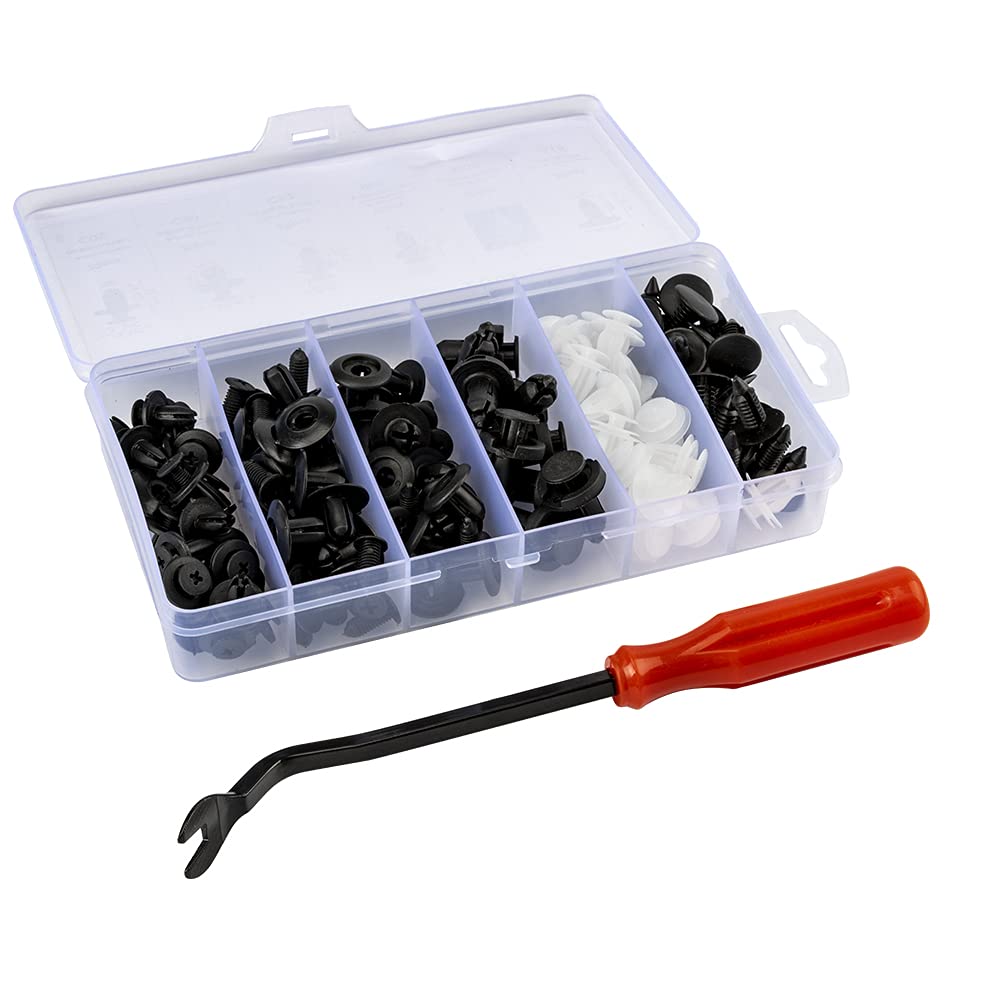 100 Pcs Universal Car Door Card Panel Trim Clips Bumper Push Retainer Push Rivet Plastic Bonus Fastener Remover Screw Grommets Rivets for GM Ford Toyota Nissan Mazda for Honda Chrysler