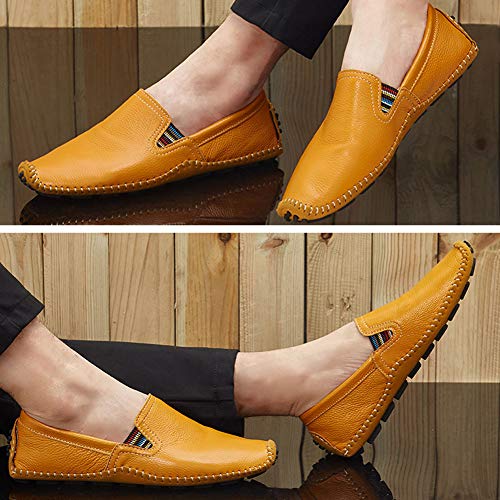 Image of Men's Driving Shoes Leather Slipper Casual Slip on Loafers | Top Grain Leather Upper, Moccasin Toe, Slip-on, Traction Rubber Outsole, Mens Dress Shoes, Mens Casual Loafers