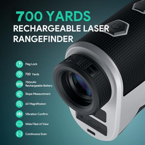 Golf Rangefinder with Slope, THGOLF 700 Yards USB C Rechargeable Rangefinder Golfing with Flag Acquisition, Pulse Vibration and Fast Focus System, 6X Magnification, ±1 Yard Accuracy - Image 4