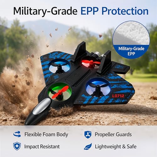 Image of RC Fighter Jet Remote Control Airplane for Kids & Adults, RC Plane Drone Toy with Lights 360 Flip, Stunt Roll, Glider Plane Flying Aeroplane Toy Gift (Thermocol Material, Max10 min Fly time)