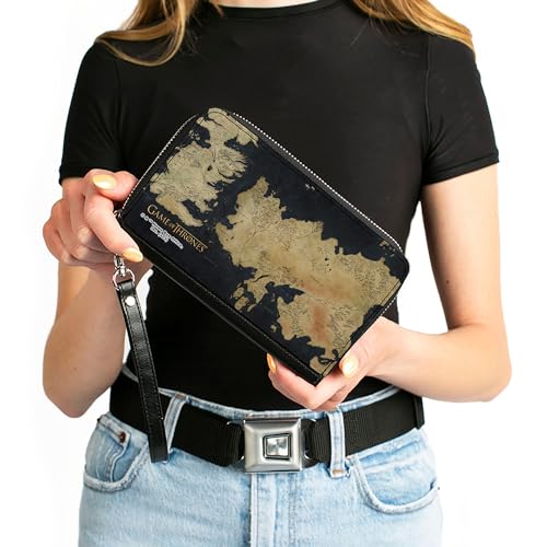 Buckle-Down Game of Thrones Wallet, Zip Around, GAME OF THRONES World Map Westeros and Essos Grays/Tans, Vegan Leather4