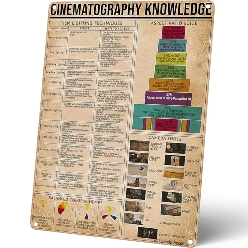 Homely Accents Poster cinematografico Knowledge, Cinematography Essentials, targa in latta vintage, decorazione per ufficio, ufficio, regalo per fotografi, 30,5 x 40,6 cm