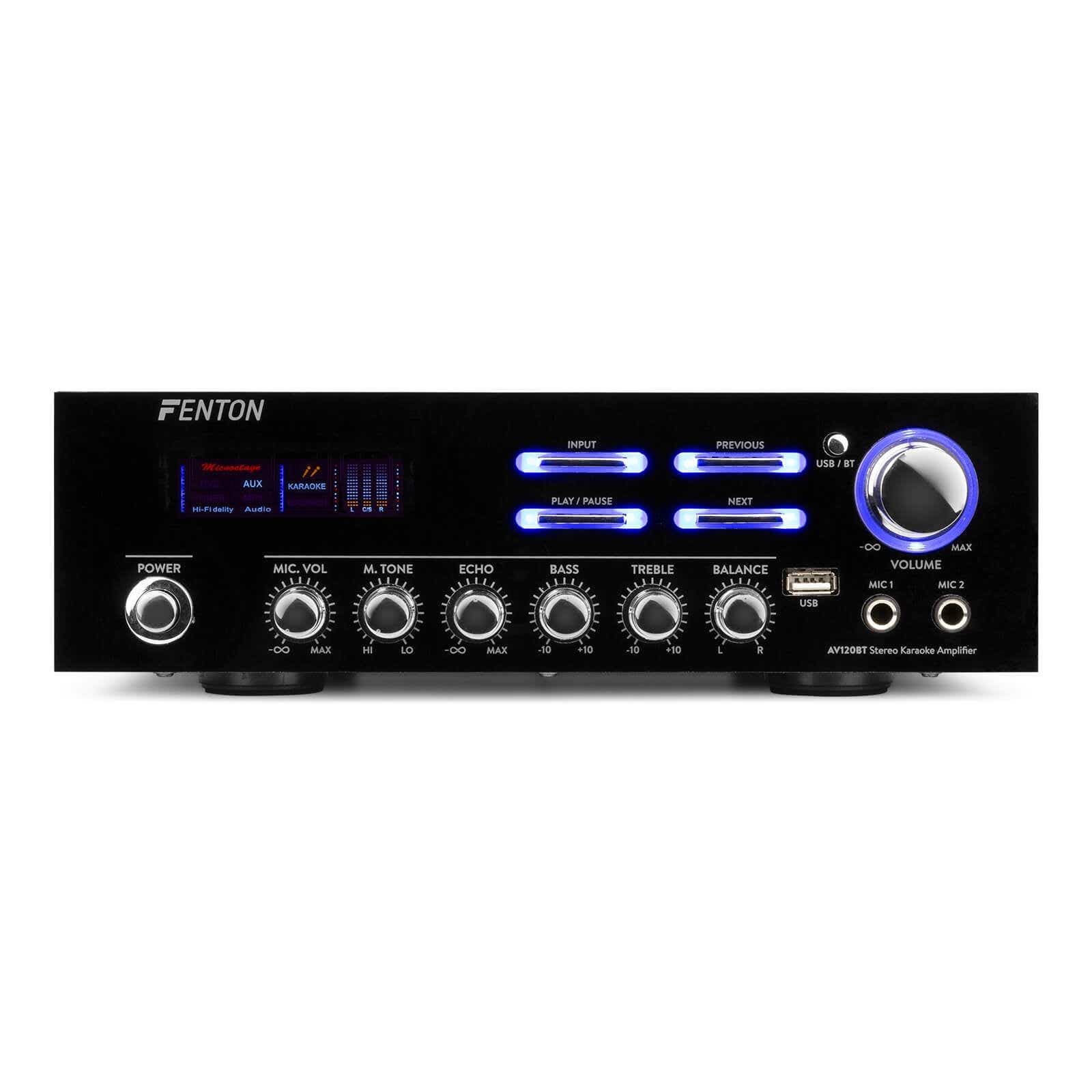 Fenton AV120BT Amplificador estereo Hifi USB BLUETOOTH EQ 2 entradas de micrófono