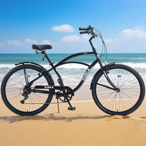 YHUBHSIS 26 Inch Men's Beach Cruiser Bike Commuter Bicycle for Adult Men and Women with Dual V-Brake...