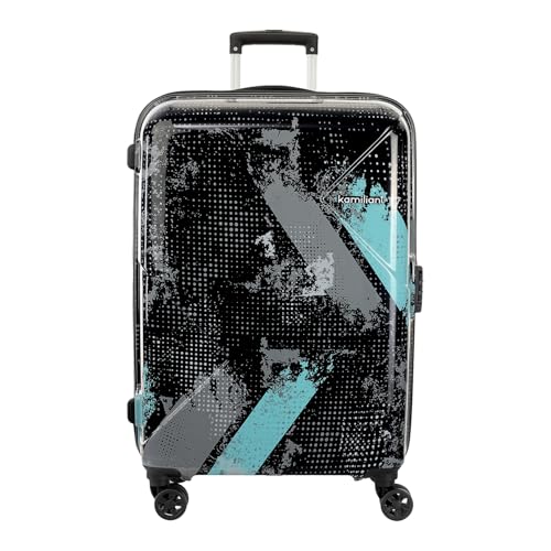 Image of Kamiliant by American Tourister ATHER|Printed Check-in Trolley Bag Large Size (79 cms) for Travel| Hard Case Polypropylene (PP) Suitcase|360 8-Wheel Spinner Luggage Trolley|Combination Lock|Black