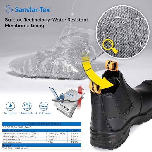 SAFETOE Safety Boots for Men Waterproof Work Boots Cow Leather Slip On Chelsea Composite Toe Cap Work Shoes Wide Fit3