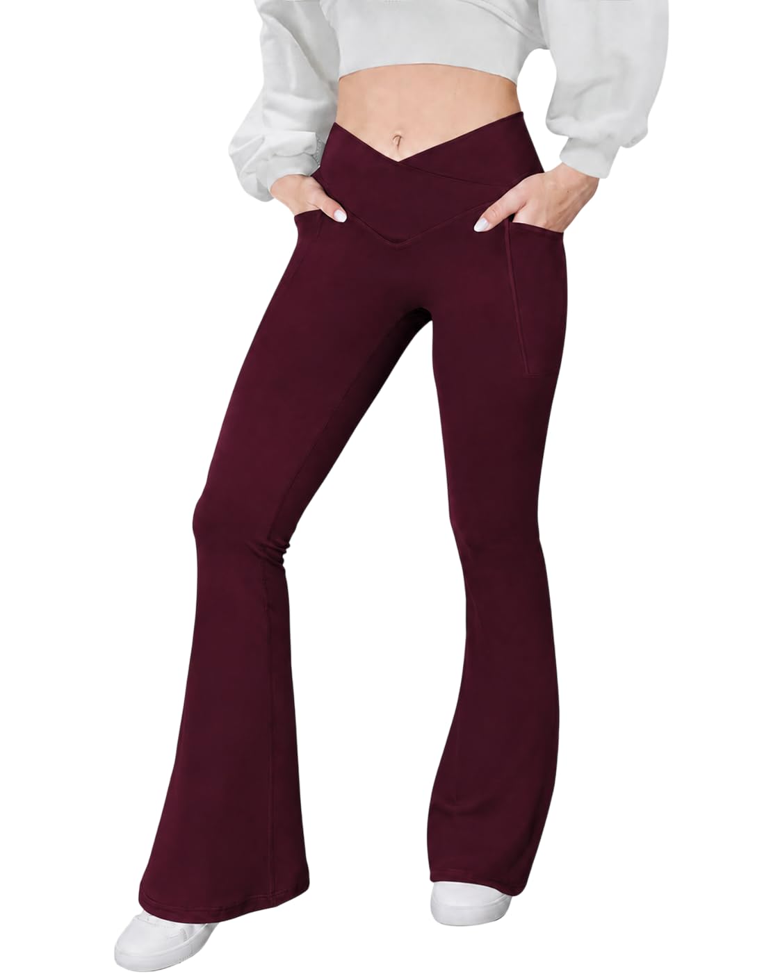 Womens Flare Pant High Waist Stretchable Trousers for Women | Bell Bottom Pants for Women | Wide Leg Palazzo Pants-image-0