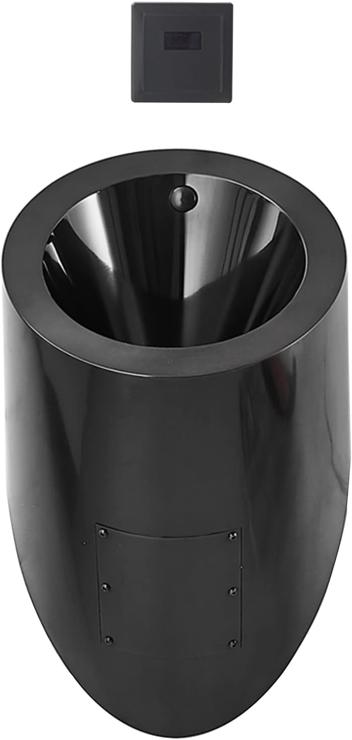 Inductive Stainless Steel Urinal, Wall-Mounted Infrared Integrated Inductive High-Efficiency Flush Valve Urinal, Standing Toilet Urinal for Men (Black)