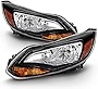 ACANII - For [Halogen Model Only] 2012-2014 Ford Focus Black Housing OE Style Headlights Headlamps Assembly Left+Right