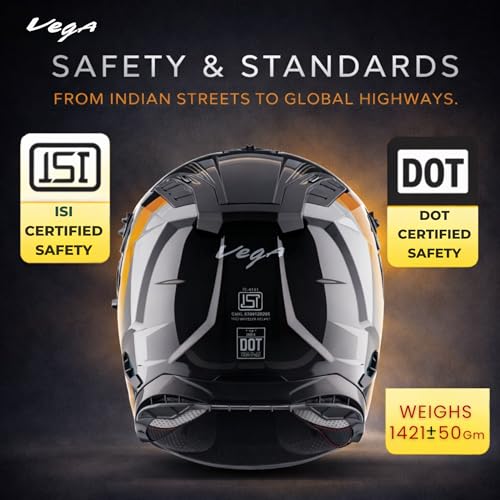 Image of Vega VF 11 Dirt-X Aircraft Full Face Riding Helmet with Aerodynamic ABS Shell, Shock Absorbing Interior, Ventilated Comfort Fit, Racing -Inspired Design - Black Gold