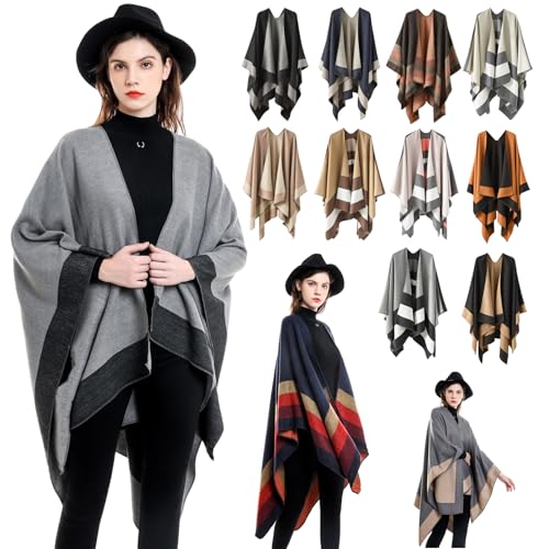 Oversized Sweater Shawls Elegant Layering Poncho Stylish Lattices Cardigan Shawls For Parties And Casual Outfits Fall Winter2