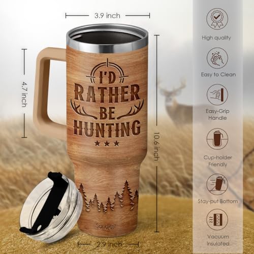 Image of SANDJEST Hunting Tumbler Gift for Men, 40oz Stainless Steel Insulated Coffee Tumbler With Lid & Straw, Travel Cup Gift for Dad Husband, Christmas Birthday Father's Day