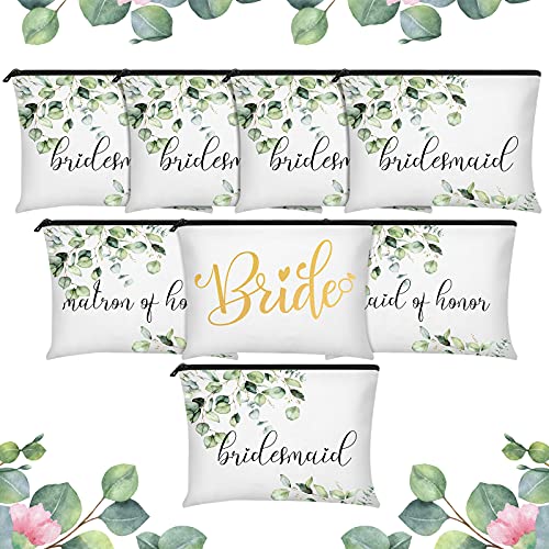 Product Image of the 8 Pcs Bridesmaid Makeup Bag Matron of Honor Gifts Bridal Bag for Bridal Wedding Party Gift(Fresh Pattern)