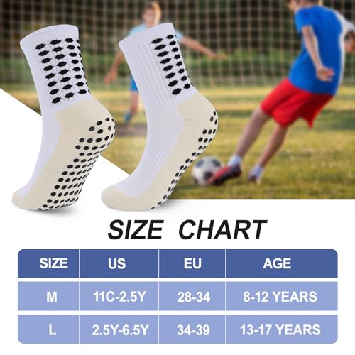 Ultrafun 5 Pairs Kids Youth Grip Soccer Socks Cushioned Non Slip Football Athletic Sports Socks4