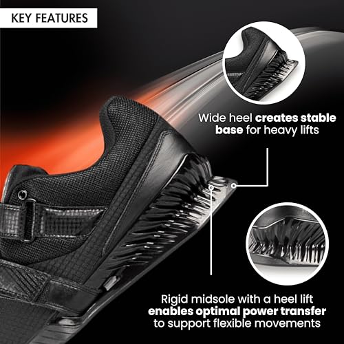 Image of RXN Hercules Weightlifting Shoes for Men and Women - Weight Lifting Shoes for Powerlifting, Deadlifting & Crossfit - Strap and Lace-Up Gym Shoes - Non-Slip Olympic Lifting Shoes