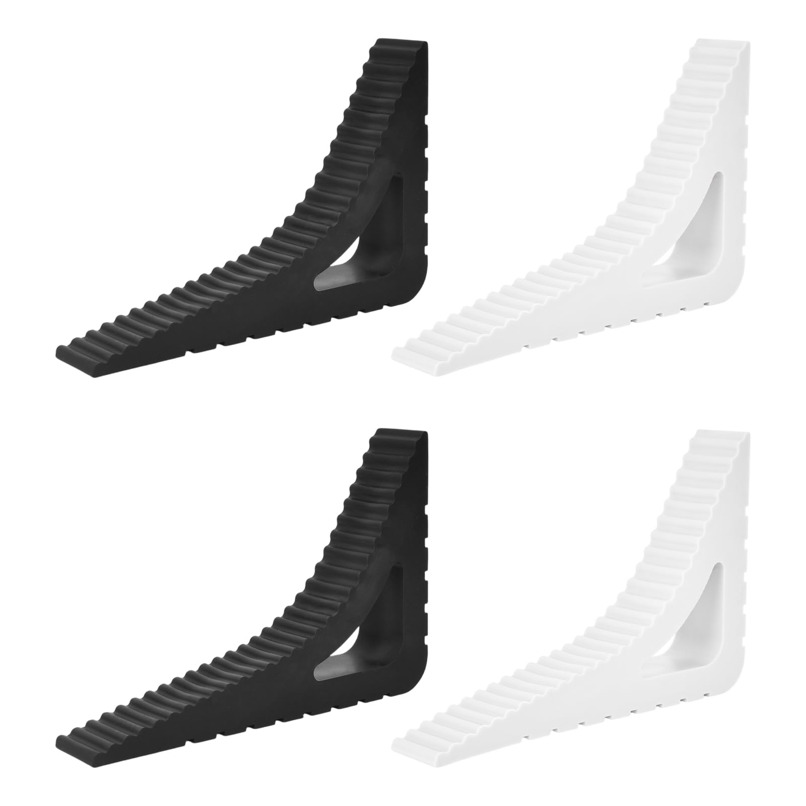 4 Stück Türkeil, Fensterstopper, Türstopper Boden, Gummi Türstopper Rutschfest, Keile Rutschfest Kratzfrei, Klinke Türklinkenpuffer für Badezimmer Küche Kinderzimmer (Weiß, Schwarz)