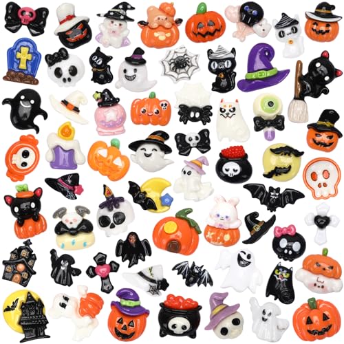 DTOFOOT 60Pcs Halloween Resin Charms, 60 Style Mini Flatback Resin...