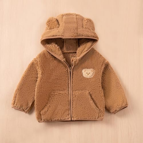 Beessbest Kids Girls' Zip Up Fuzzy Fleece Jacket Cute Teddy Coat Ultra Soft Bear Ears Hoodie Sweatshirt Toddler Winter Coat2