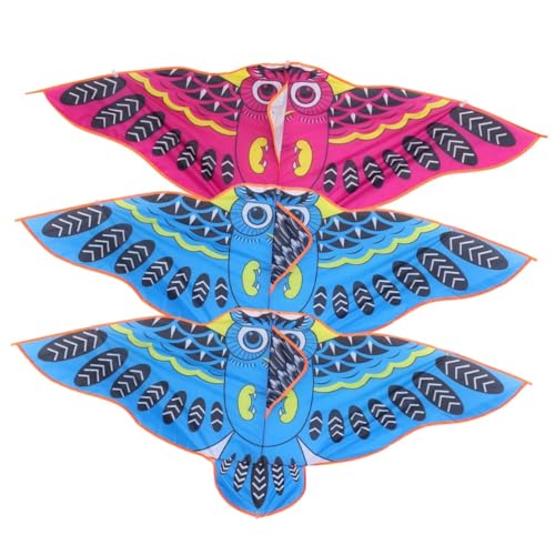 Kisangel 3 Pcs Cartoon Owl Kites Windproof Outdoor Kites for Beach Park Fun Owl Design for Family Playtime Outdoor Activities Random Color