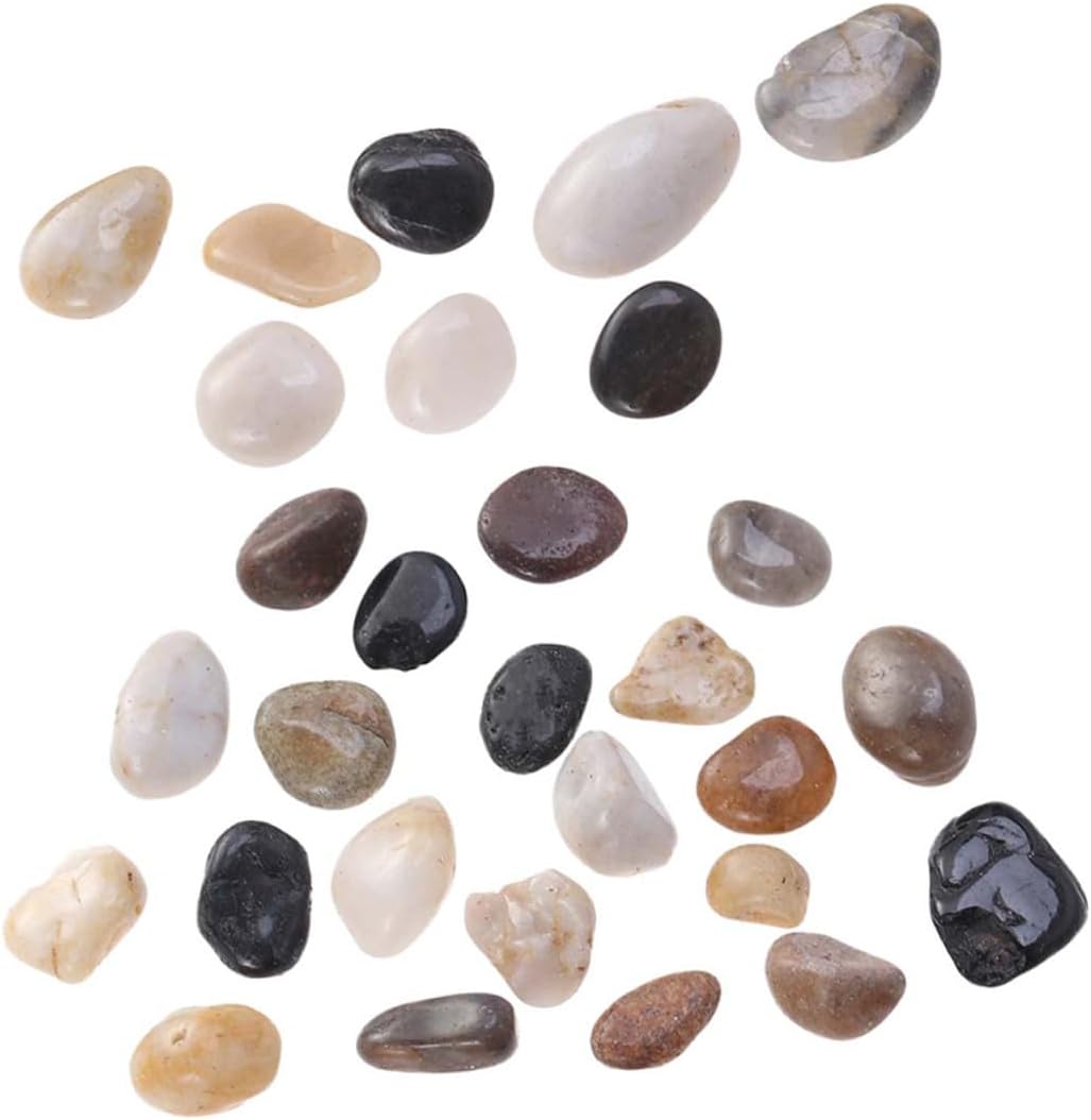 PRETYZOOM Natural Polished Aquarium Gravel and Smooth Rainflower Pebbles, 1500g 2-3cm Decorative Fish Tank Stones for Freshwater Saltwater Aquariums, Garden Landscaping Rocks for Aquatic