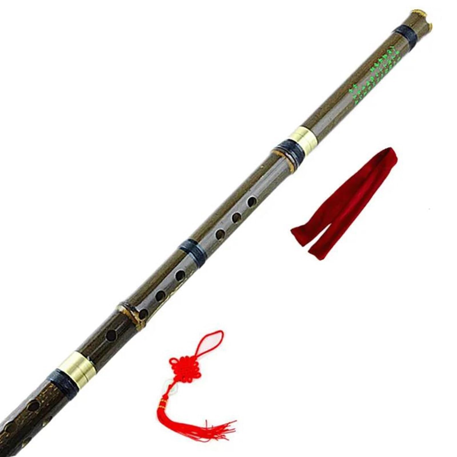 Flûte en bambou pour débutants Flauta Xiao – Instruments De Musique À Vent Vertical En Bambou Chinois Flûte Huilu 8 Trous Clé G/F Flauto Avec Accessoires(F Key)