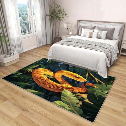 Tapis de salon jungle dense vert émeraude 120x180 antidérapant - 4