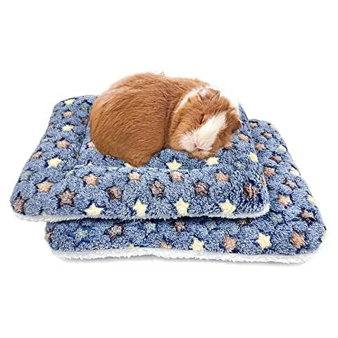 Amakunft 2 Pack of Square Plush Guinea Pig Pillow, Cozy Hamsters Sugar Glider Hedgehog Sleep Bed, Rabbit Cage Accessories Mat (Medium) Cover