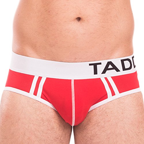 Taddlee Sexy Men's Underwear Boxer Briefs Low Rise Solid Cotton Bikini Plus Size (S, Red)