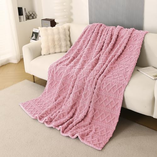 Image of HOKIPO Fleece AC Blanket Double Bed Queen, 200X230 Cm / 6.5X7.5 Feet, Baby Pink (AR-5743-PNK)
